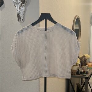 SHEIN White Waffle Knit Crop Top